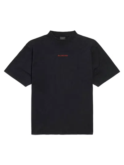 Balenciaga Black Crewneck T-shirt With Logo On The Front And On The Back In Cotton Man In Black