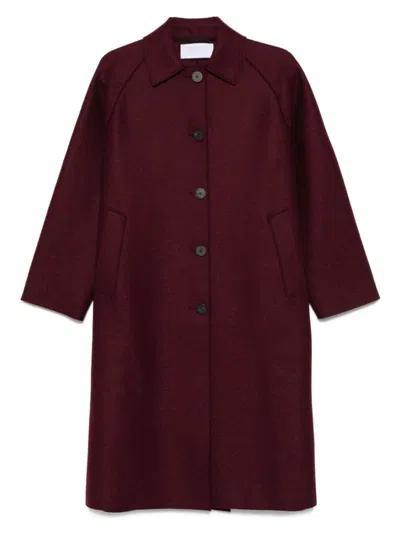 Harris Wharf London Wool Raglan Sleeve Coat With Welt Pockets In Burgundy