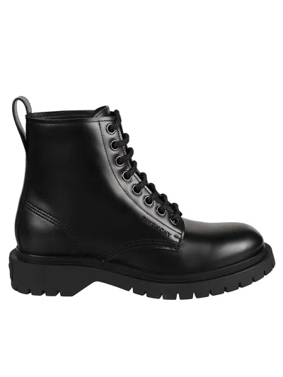 Givenchy Chunky Sole Round Toe Leather Ankle Boots In Black