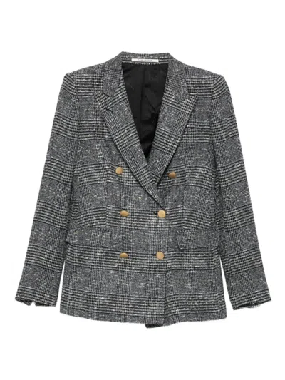 Tagliatore Tailored Double-breasted Jacket With Textured Plaid Pattern In Multi