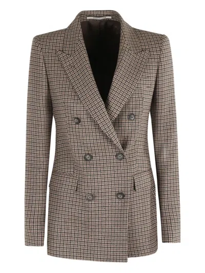 Tagliatore Houndstooth Pattern Jacket In Brown