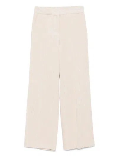 Via Masini 80 Velvet Trousers In Neutral