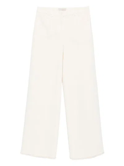 Via Masini 80 Cotton Wide-leg Trousers In White