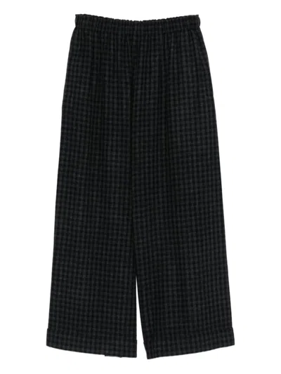 Daniela Gregis Gingham-check Wool Trousers In Black