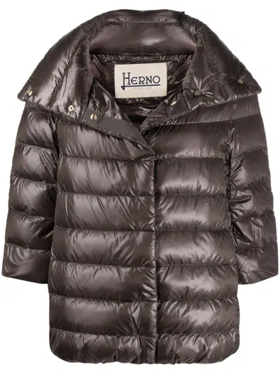Herno Brown Puffer Jacket In Brown