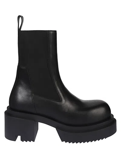 Rick Owens Beatle Bogun' Black Boots With Chunky Platform In Smooth Leather In Black