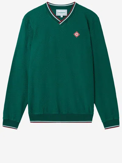 Casablanca Green V-neck Logo Sweatshirt In Green