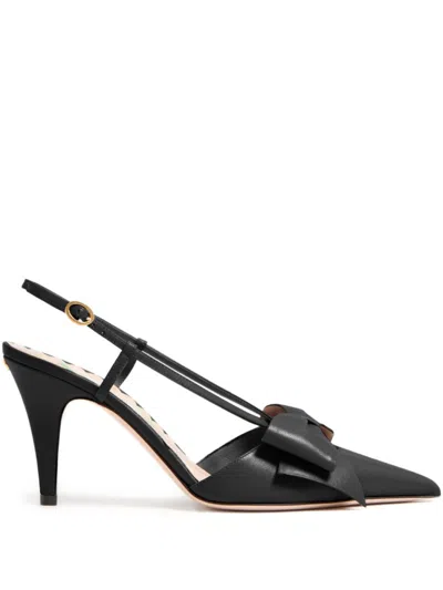 Valentino Bowow Leather Slingback Pumps In Black