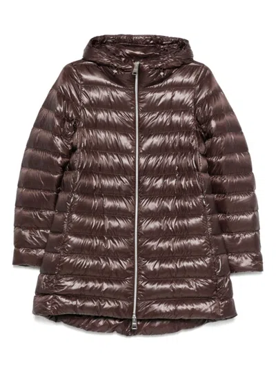 Herno Chocolate Colored Quilted Down Jacket In Brown