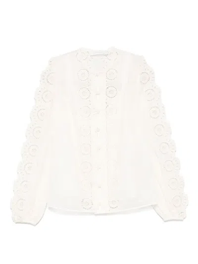 Zimmermann Lucky Embroidered Blouse In Ivory In White