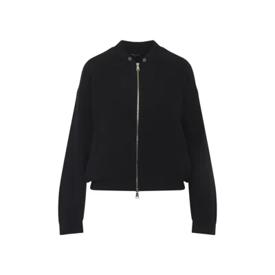 Fabiana Filippi Ribbed Virgin Wool Jacket With Signature Metal Accents In Black