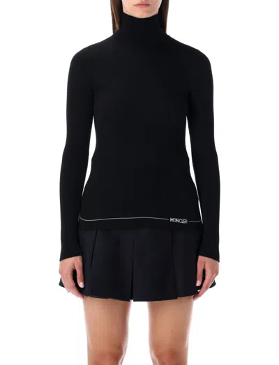 Moncler Fitted Turtleneck Knitwear Long Sleeves In Black