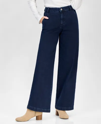Style & Co Petite High-rise Wide-leg Jeans, Created For Macy's In Blue