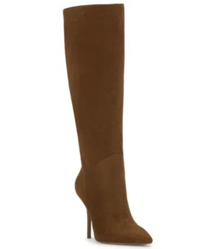 Jessica Simpson Women's Lovienn Stiletto Knee-high Wide-calf Dress Boots In Brown