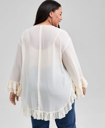 And Now This Trendy Plus Size Ruffle-trim Blouse, Macy's Exclusive In Pink