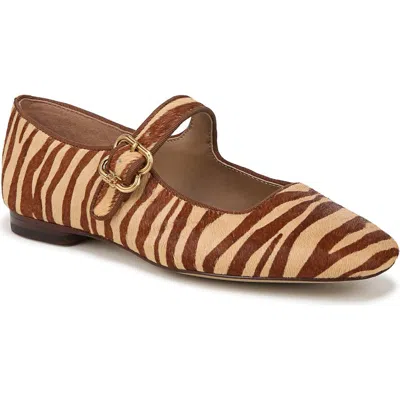 Sam Edelman Michaela Mary Jane Flat Camel Zebra Brahama Hair In Animal Print