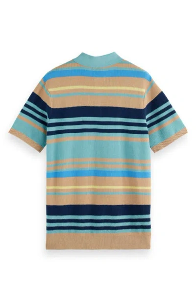Scotch & Soda Stripe Textured Cotton Knit Polo