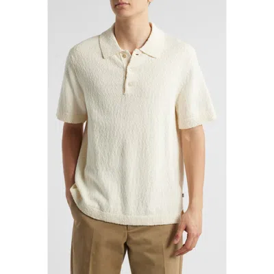 Nn07 Randy Boucle Yarn Polo Shirt In Ecru In Sand