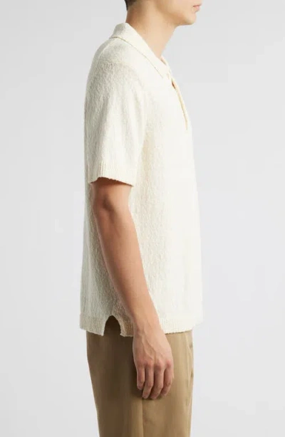 Nn07 Randy Boucle Yarn Polo Shirt In Ecru In Sand