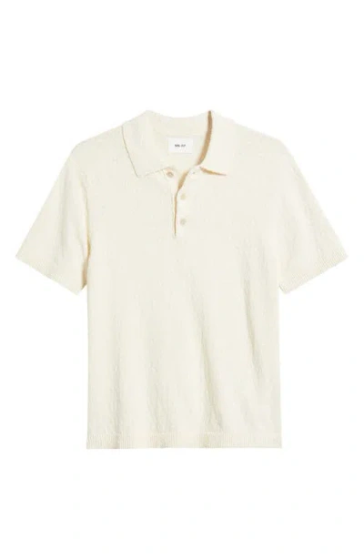 Nn07 Randy Boucle Yarn Polo Shirt In Ecru In Sand