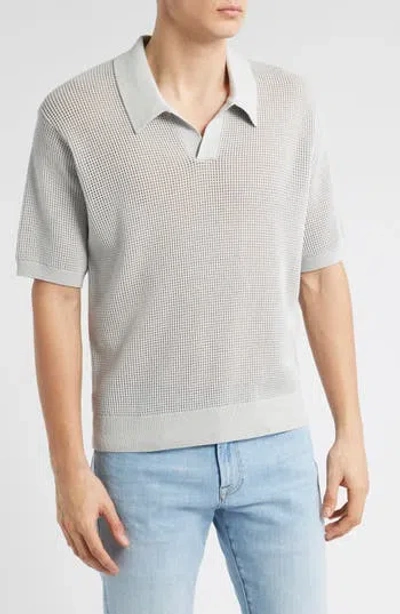 Frame Open Knit Polo Sweater In Multi