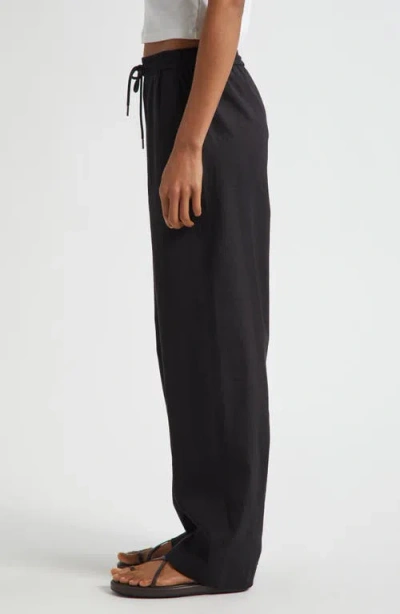 Theory Linen Blend Drawstring Pants In Black