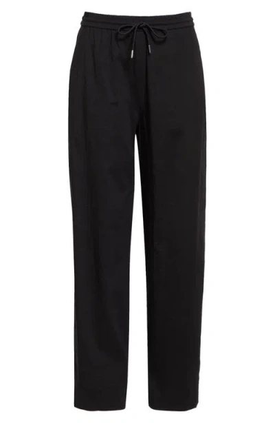 Theory Linen Blend Drawstring Pants In Black