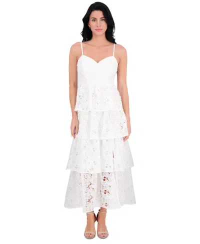 Siena Women's Embroidered-lace Ruffle-tiered Dress In Red