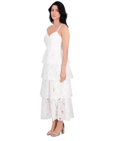 Siena Women's Embroidered-lace Ruffle-tiered Dress In Red