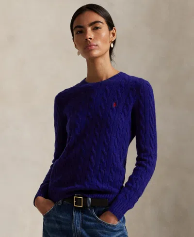 Polo Ralph Lauren Cobalt Blue Cable-knit Sweater In Wool And Cashmere In Blue