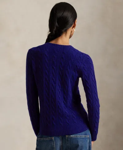 Polo Ralph Lauren Cobalt Blue Cable-knit Sweater In Wool And Cashmere In Blue