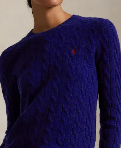 Polo Ralph Lauren Cobalt Blue Cable-knit Sweater In Wool And Cashmere In Blue
