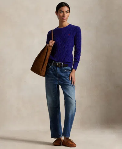 Polo Ralph Lauren Cobalt Blue Cable-knit Sweater In Wool And Cashmere In Blue