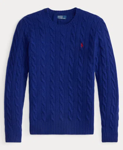 Polo Ralph Lauren Cobalt Blue Cable-knit Sweater In Wool And Cashmere In Blue