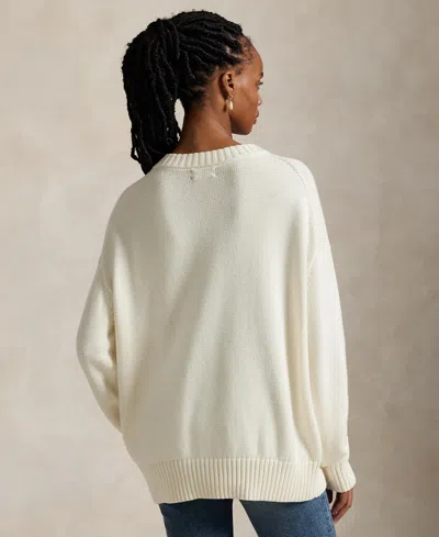 Polo Ralph Lauren Cotton Long Sleeve Crew Neck Pullover Clubhouse Cream Multi In White