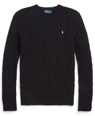 Polo Ralph Lauren Cable Wool And Cashmere Crewneck Jumper In Black