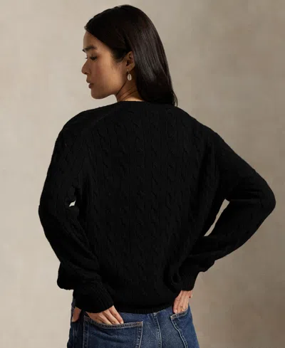 Polo Ralph Lauren Cable Wool And Cashmere Crewneck Jumper In Black