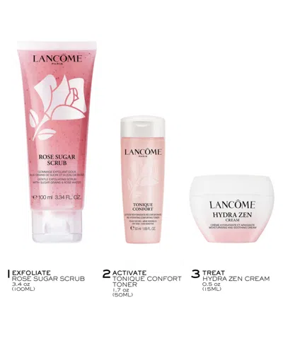 Lancôme Rose Sugar Scrub & Tonique Confort 3 Piece Limited Edition Hydrating Gift Set In Transparent