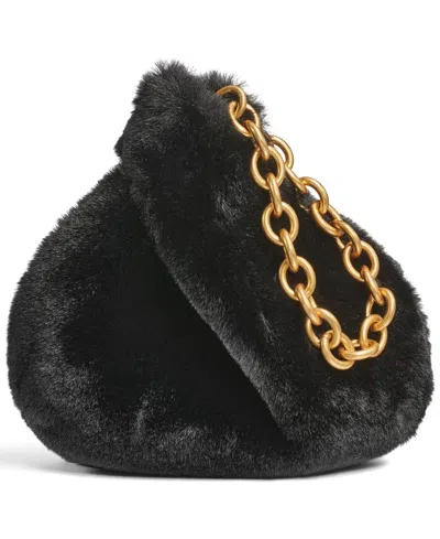 Donna Karan Lawrence Faux Fur Wristlet With Chain Strap In Black