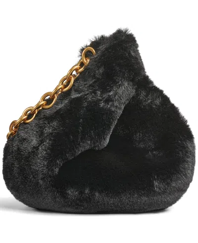 Donna Karan Lawrence Faux Fur Wristlet With Chain Strap In Black