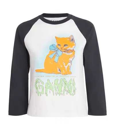 Ganni T-shirt In Cotone Bicolor  Donna In White