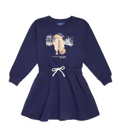 Ralph Lauren Cotton-blend Polo Bear Sweatshirt Dress In Blue