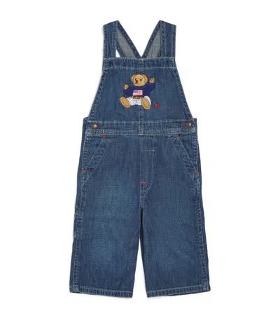 Ralph Lauren Bear Graphic Dungarees In Blue