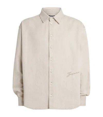 Jacquemus Simon Denim Shirt Long Sleeves In Neutral