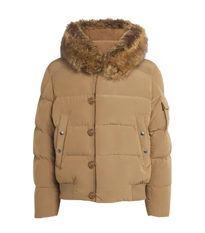 Moncler Down Luynes Puffer Jacket In Brown