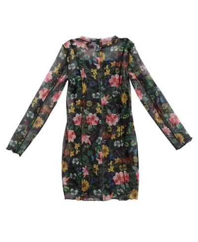 Guess Big Girls Printed Mesh Long Sleeve Dress With Inner Tank Dress In Multi