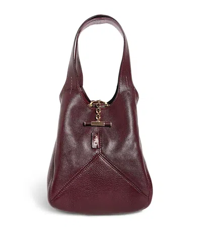 Chloé Balloon Medium Leather And Suede Shoulder Bag In Burgundy