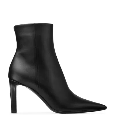 Jimmy Choo Pointed Toe High-heeled Ankle Boots In Black Calfskin Leather