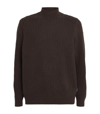 Barbour Wool Cable-knit Sweater In Brown