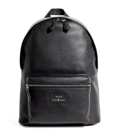 Polo Ralph Lauren Large Dome-shaped Backpack In Smooth Leather In Black